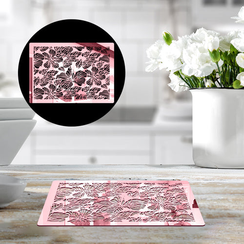 LEAF AND FLOWER DESIGN, Acrylic Mirror Table Mat - FHMax.com