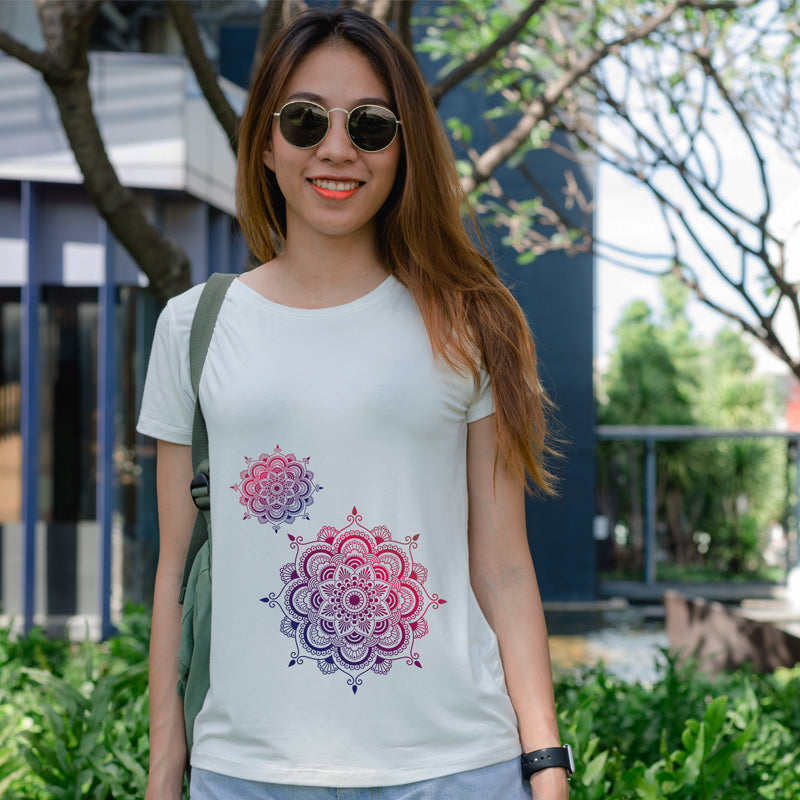 Mandala art Design, Women Half Sleeve T-shirt - Main Image