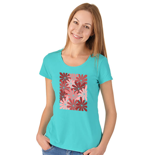 "FLOWERS", Women Half Sleeve T-shirt - FHMax.com