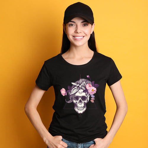 "SKULL", Women Half Sleeve T-shirt - FHMax.com