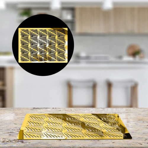 ABSTRACT GEOMETRICAL LINEAR PATTERN , Acrylic Mirror Table Mat - FHMax.com