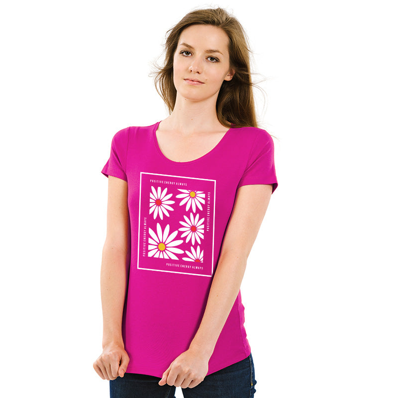 "POSITIVE ENERGY ALWAYS", Women Half Sleeve T-shirt - FHMax.com
