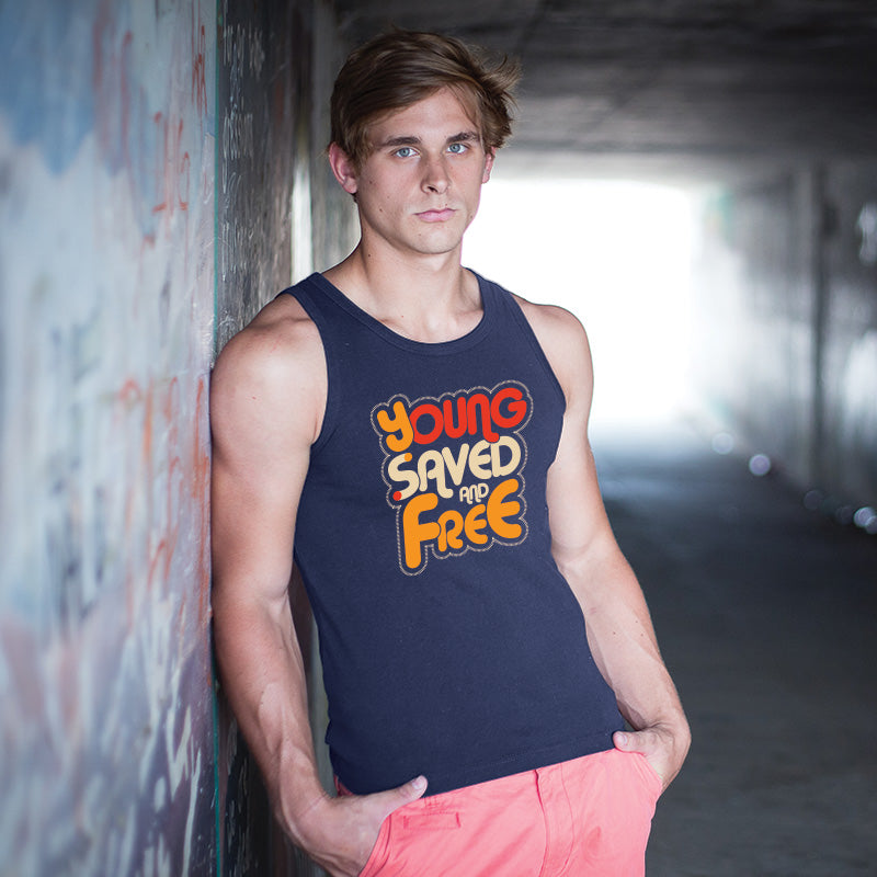 "YOUNG SAVED AND FREE", Men's vest - FHMax.com