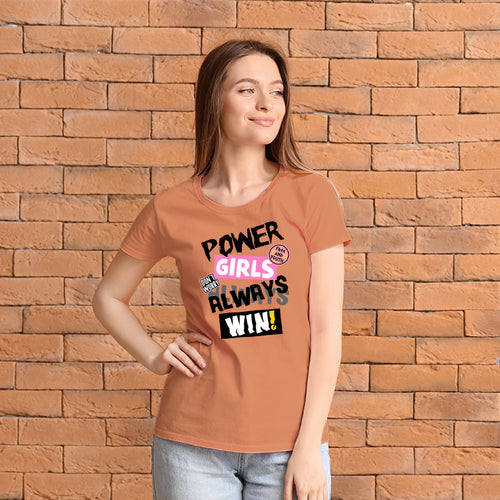 "POWER GIRLS ALWAYS WIN!", Women Half Sleeve T-shirt - FHMax.com