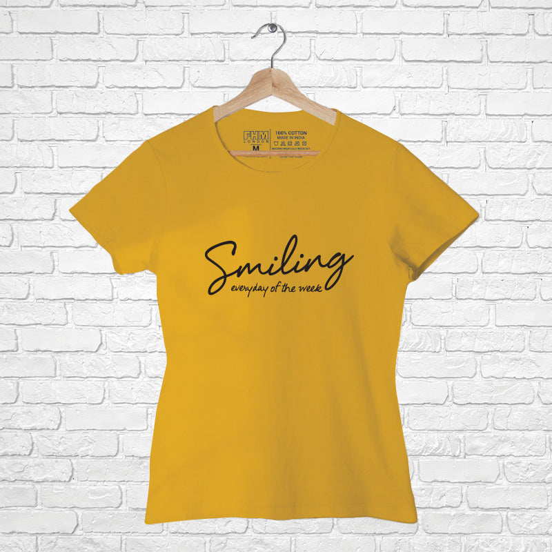 "SMILING", Women Half Sleeve T-shirt - FHMax.com