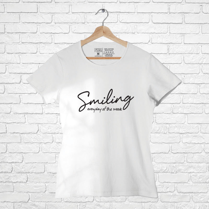 "SMILING", Women Half Sleeve T-shirt - FHMax.com