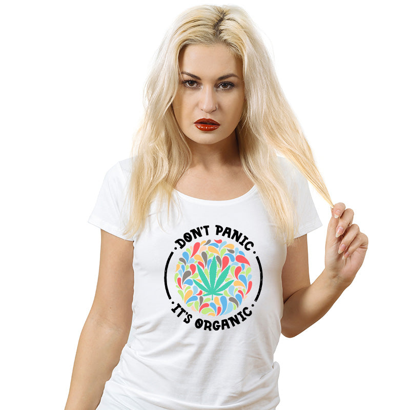 "DON'T PANIC IT'S ORGANIC", Women Half Sleeve T-shirt - FHMax.com