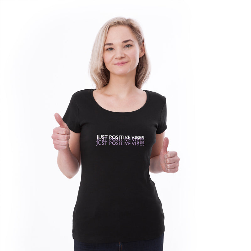 "JUST POSITIVE VIBES", Women Half Sleeve T-shirt - FHMax.com