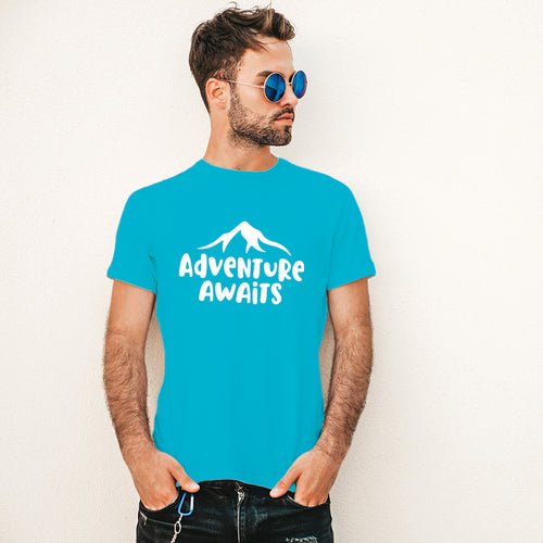 "ADVENTURE AWAITS", Men's Half Sleeve T-shirt - FHMax.com