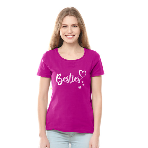 "BESTIES", Women Half Sleeve T-shirt - FHMax.com