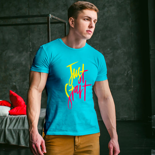 "JUST START", Men's Half Sleeve T-shirt - FHMax.com
