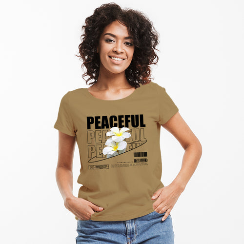 "PEACEFUL", Women Half Sleeve T-shirt - FHMax.com