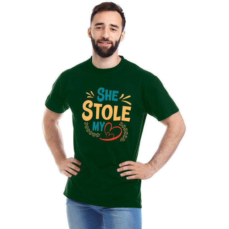 "SHE STOLE MY HEART", Men's Half Sleeve T-shirt - FHMax.com