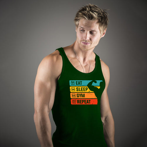 "EAT, SLEEP, GYM, REPEAT", Men's Vest - FHMax.com