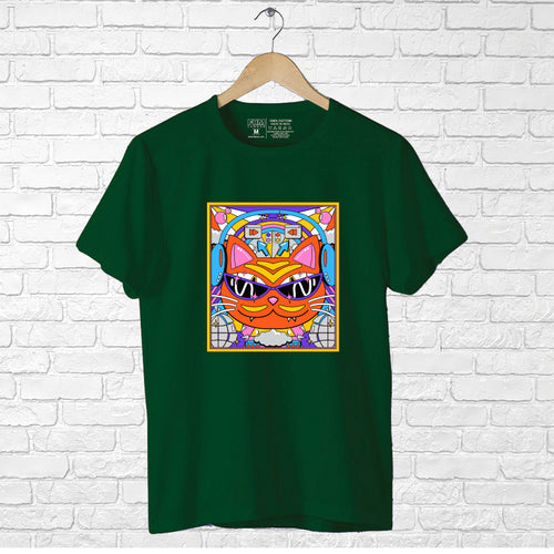 Cat with musical vibe, Men's Half Sleeve Tshirt - FHMax.com