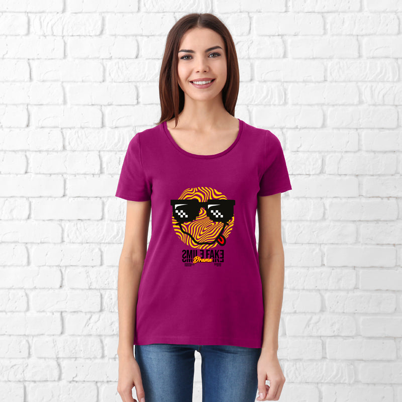 "FAKE SMILE", Women Half Sleeve T-shirt - FHMax.com