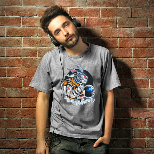 "RABBIT ASTRONAUT", Men's Half Sleeve T-shirt - FHMax.com