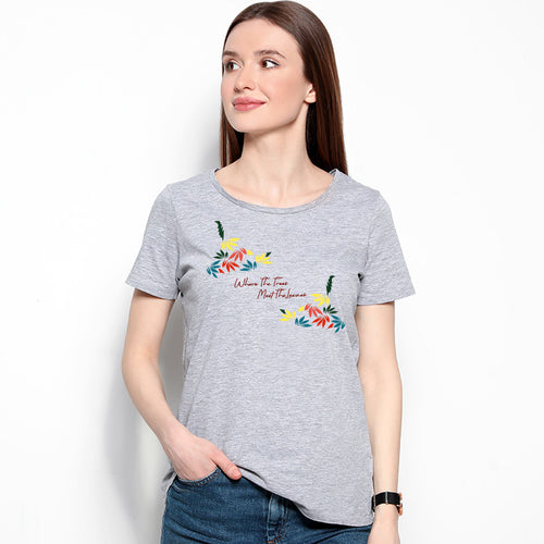 Where the trees, Meet the leaves, Women Half Sleeve T-shirt - FHMax.com