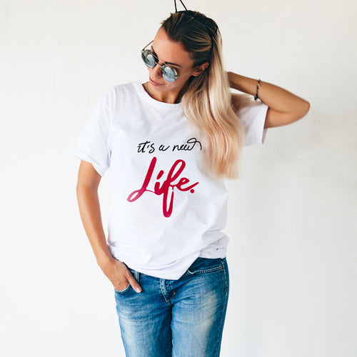 "IT'S A NEW LIFE", Boyfriend Women T-shirt - FHMax.com