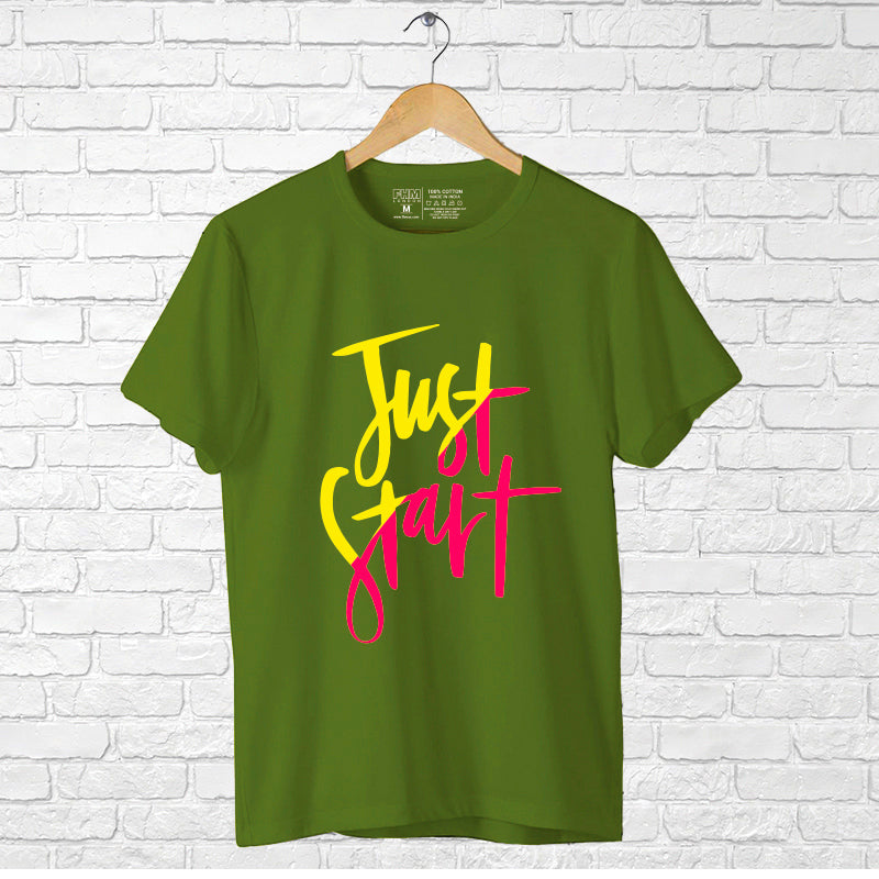 "JUST START", Men's Half Sleeve T-shirt - FHMax.com