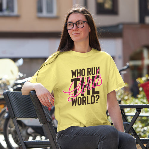 "WHO RUN THE GIRL'S WORLD?", Boyfriend Women T-shirt - FHMax.com