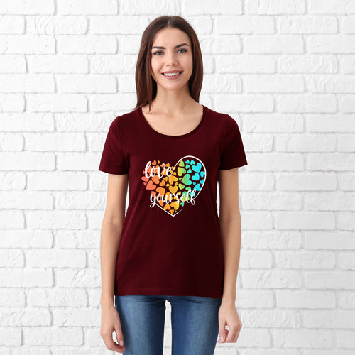 "LOVE YOURSELF", Women Half Sleeve T-shirt - FHMax.com