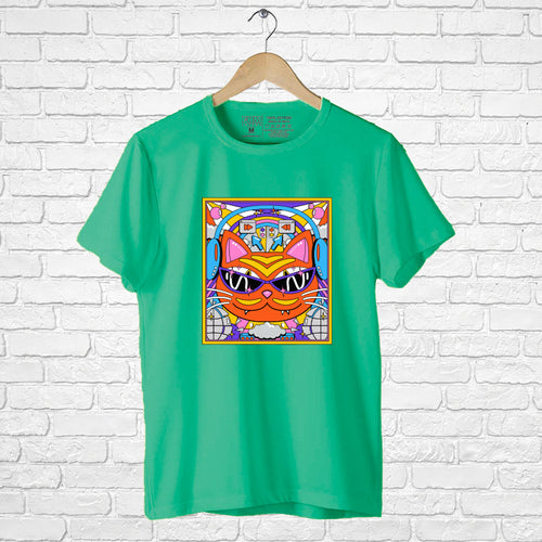 Cat with musical vibe, Men's Half Sleeve Tshirt - FHMax.com