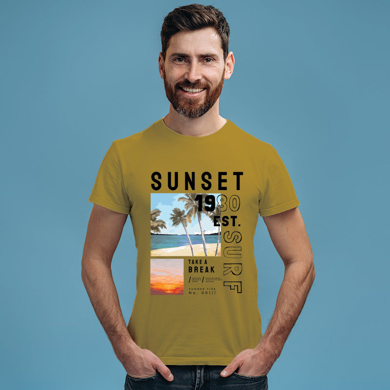 "SUNSET", Men's Half Sleeve T-shirt - FHMax.com