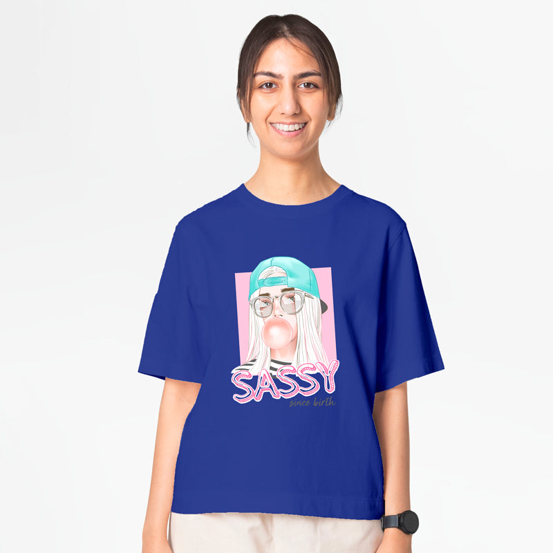 "SASSY SINCE BIRTH", Boyfriend Women T-shirt - FHMax.com