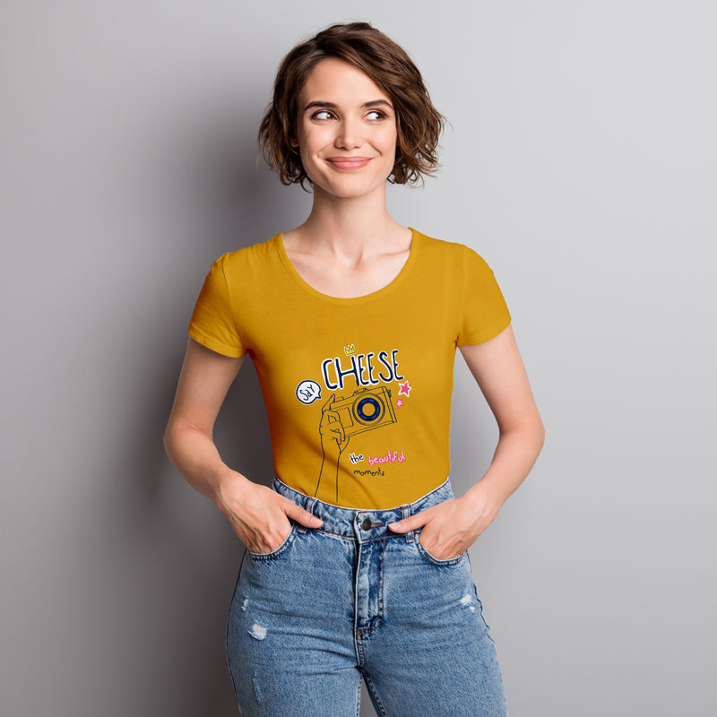 "SAY CHEESE", Women Half Sleeve T-shirt - FHMax.com