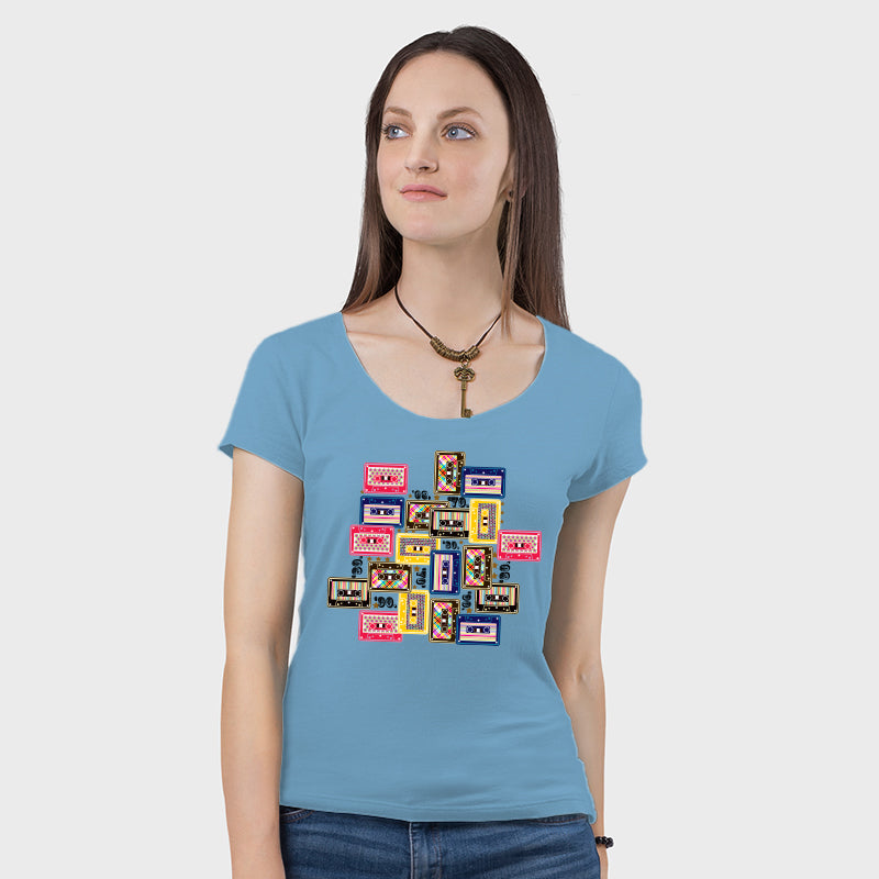 'Colorful Cassette', Women Half Sleeve Tshirt - FHMax.com
