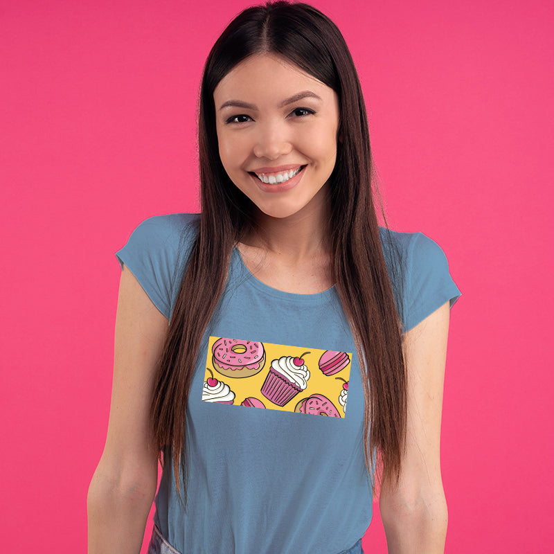 "CUP CAKES & DONUTS", Women Half Sleeve T-shirt - FHMax.com