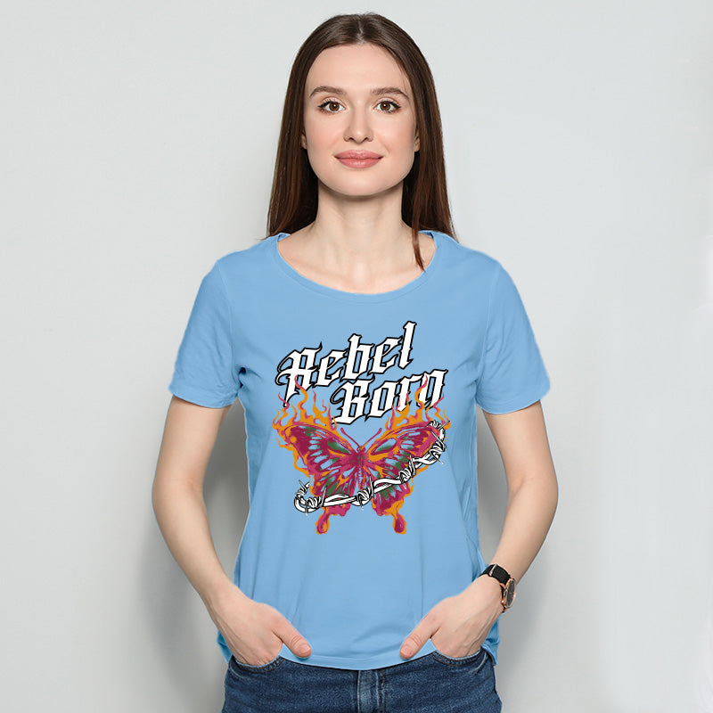 Rebel Born, Women Half Sleeve Tshirt - FHMax.com