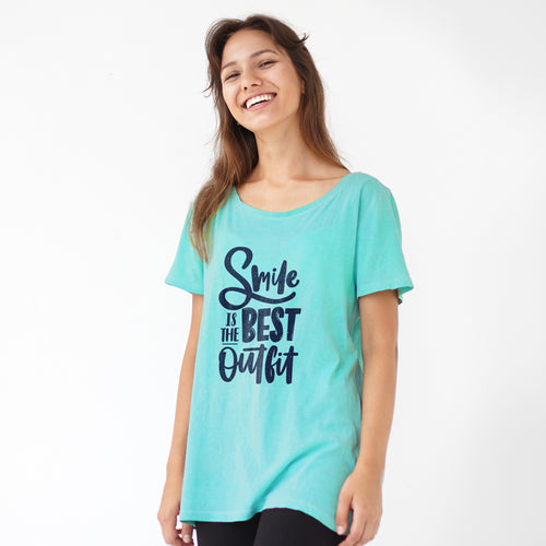 "SMILE IS THE BEST OUTFIT", Women Half Sleeve T-shirt - FHMax.com