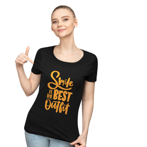 "SMILE IS THE BEST OUTFIT", Women Half Sleeve T-shirt - FHMax.com