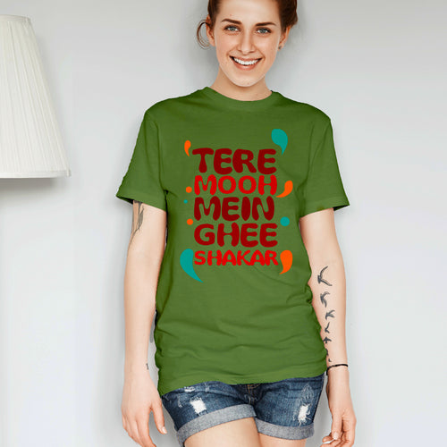 "TERE MOOH MEIN GHEE SHAKAR", Boyfriend Women T-shirt - FHMax.com