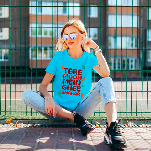 "TERE MOOH MEIN GHEE SHAKAR", Boyfriend Women T-shirt - FHMax.com