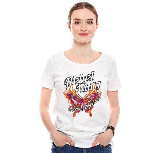 Rebel Born, Women Half Sleeve Tshirt - FHMax.com