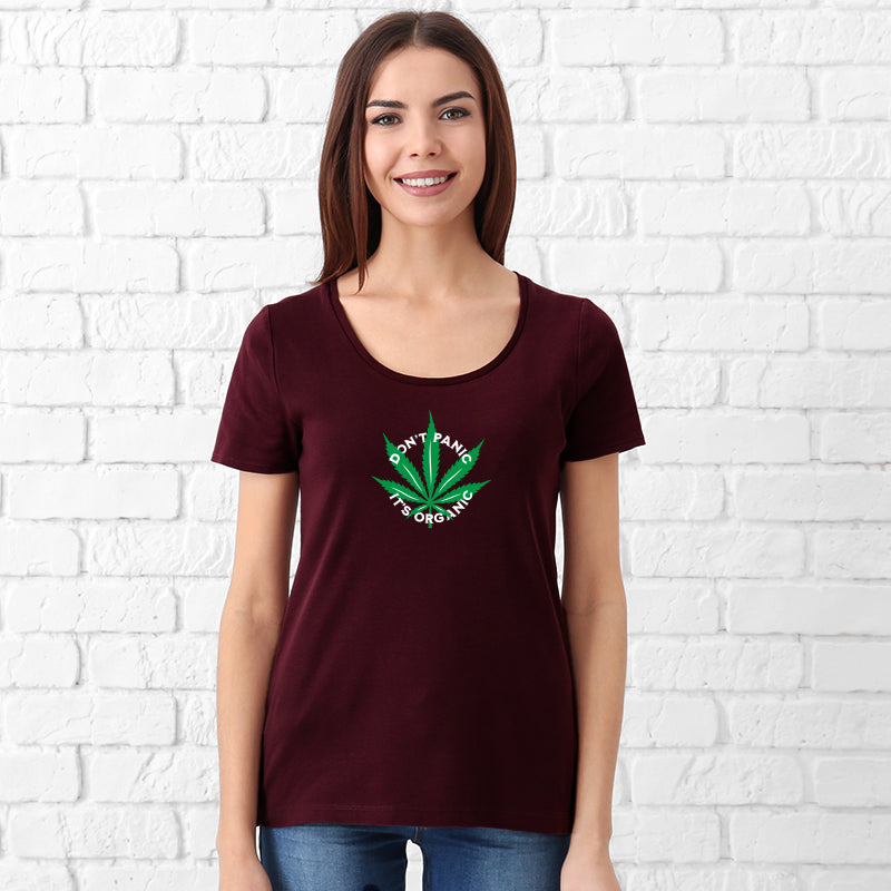 "Don't Panic, It's Organic", Women Half Sleeve Tshirt - FHMax.com