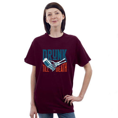 "DRUNK TILL DEATH", Boyfriend Women T-shirt - FHMax.com