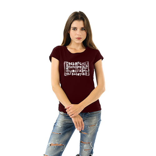 Alphabet with numeric, Women Half Sleeve T-shirt - FHMax.com