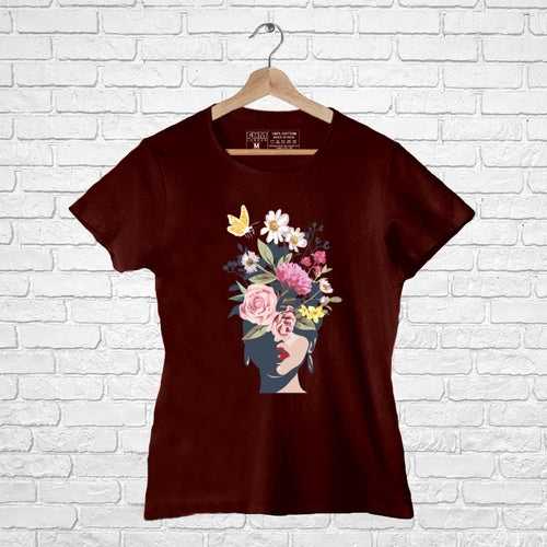 "FLOWERS", Women Half Sleeve T-shirt - FHMax.com
