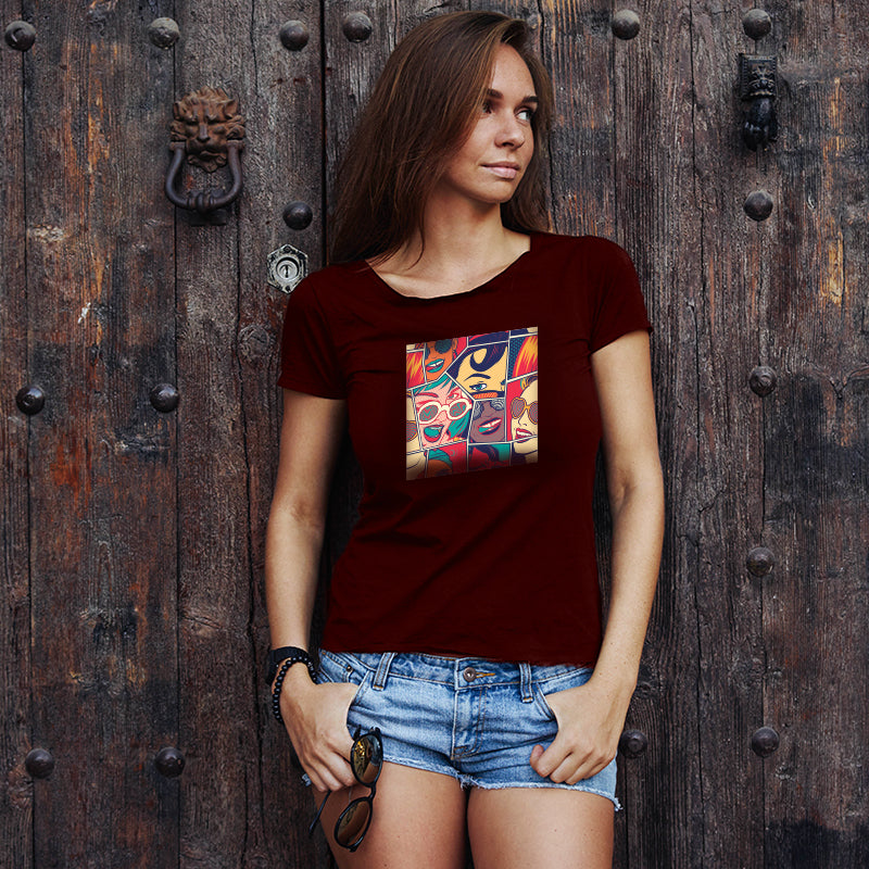 Multiple Faces, Women Half Sleeve T-shirt - FHMax.com