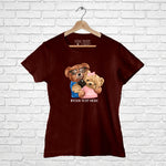 Customize Cute Couple Teddy with your Text, FHM London Women Half Sleeve Tshirt - FHMax.com