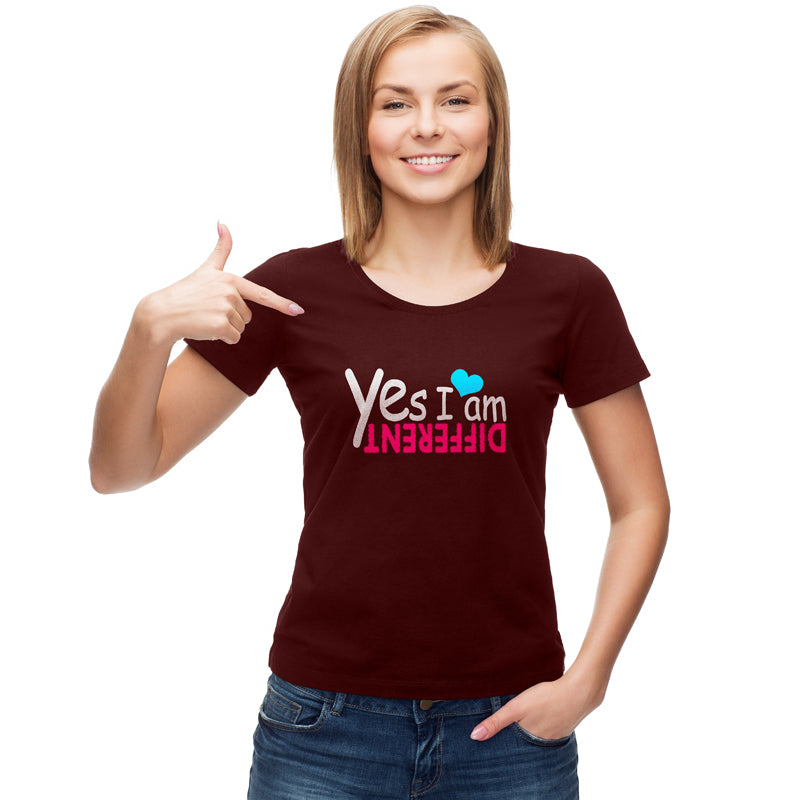 "YES I AM DIFFERENT", Women Half Sleeve T-shirt - FHMax.com