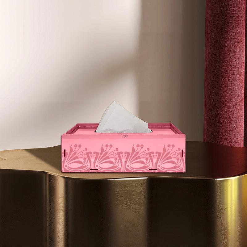 Abstract Engraved Border design, One Acrylic Mirror tissue box with 100 X 2 Ply tissues (2+ MM) - FHMax.com