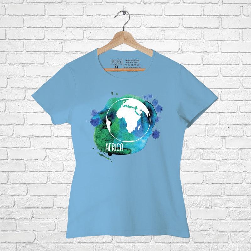 African Map on Globe, Women Half Sleeve Tshirt - FHMax.com