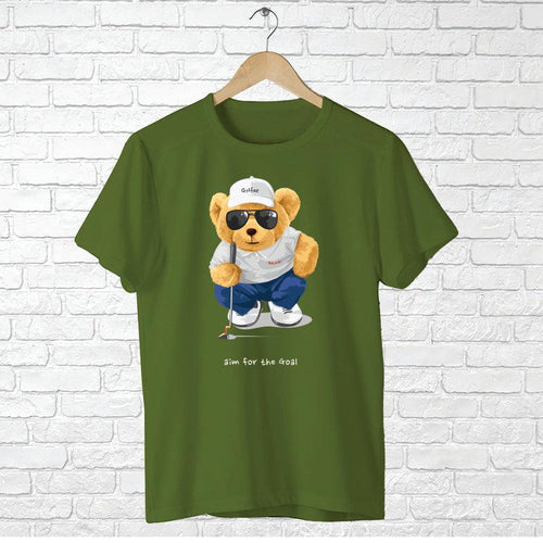 Aim for the Goal Teddy Bear, Men's Half Sleeve Tshirt - FHMax.com