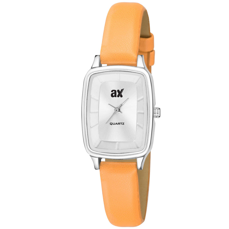 Analog Silver dial With Orange strap Women watch - FHMax.com