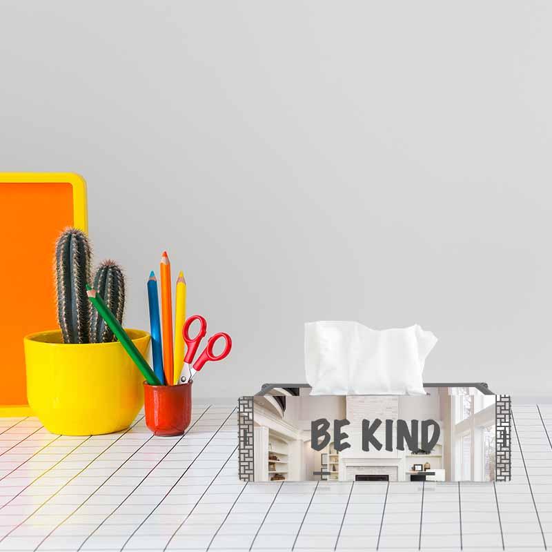 Be Kind, One Acrylic Mirror tissue box with 100 X 2 Ply tissues (2+ MM) - FHMax.com